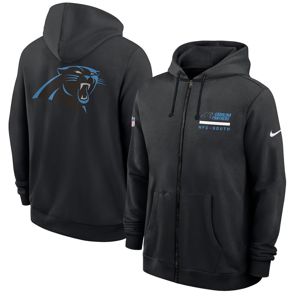 Men 2026 NFL Carolina Panthers zip-up hoodie black 01